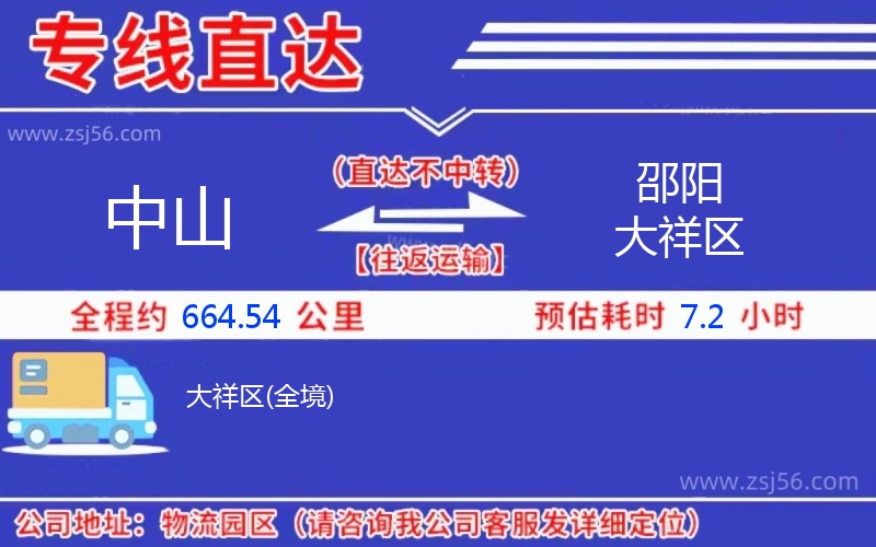中山到邵陽(yáng)大祥區(qū)物流公司