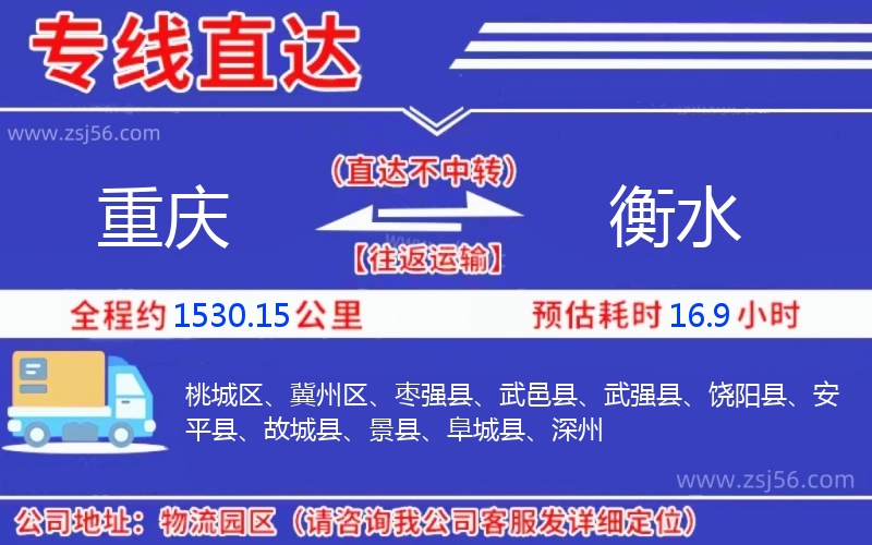 重慶到衡水物流公司